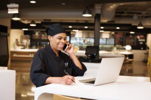 Executive Dining Chef Talking on Phone